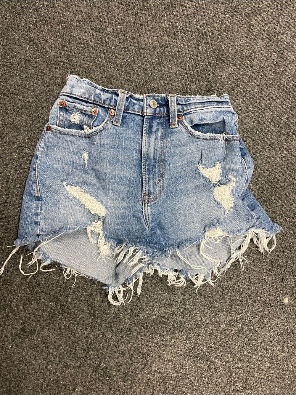 Abercrombie & Fitch Curve Love High Rise Mom Shorts Denim Jean Raw Hem Womens 24